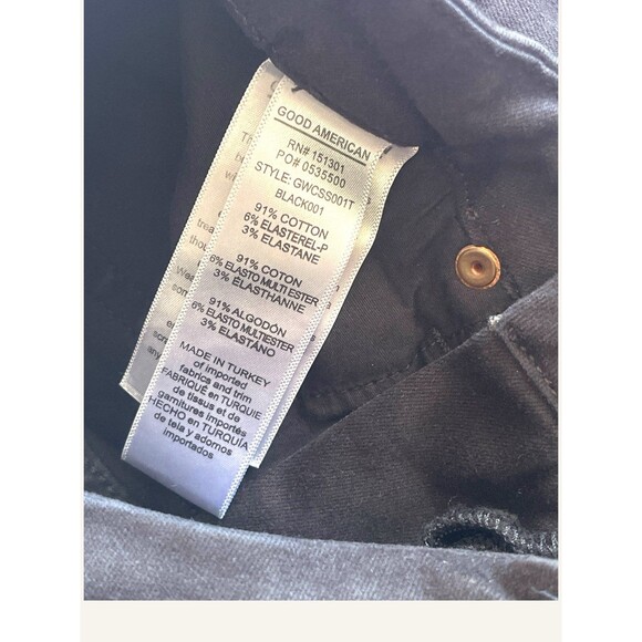 GOOD AMERICAN Good Waist Crop Jeans Side Slits Black Denim Women’s Size 4/27 - Picture 6 of 6